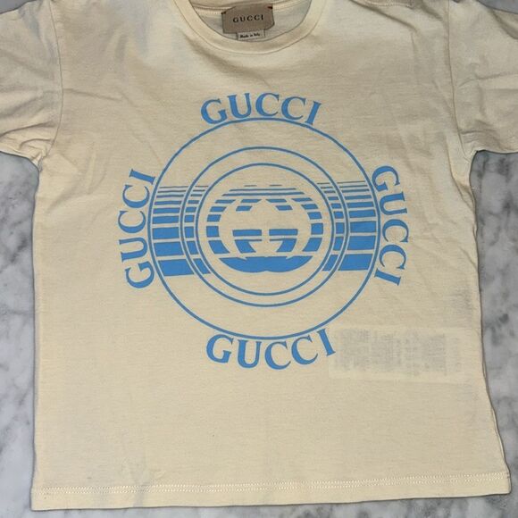 Gucci Cream & Blue Retro Logo Tee 3Y - Picture 5 of 5